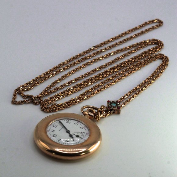 ANTIQUE WALTHAM GOLD FILLED OPEN FACE LADIES POCKET WATCH - Picture 1 of 9